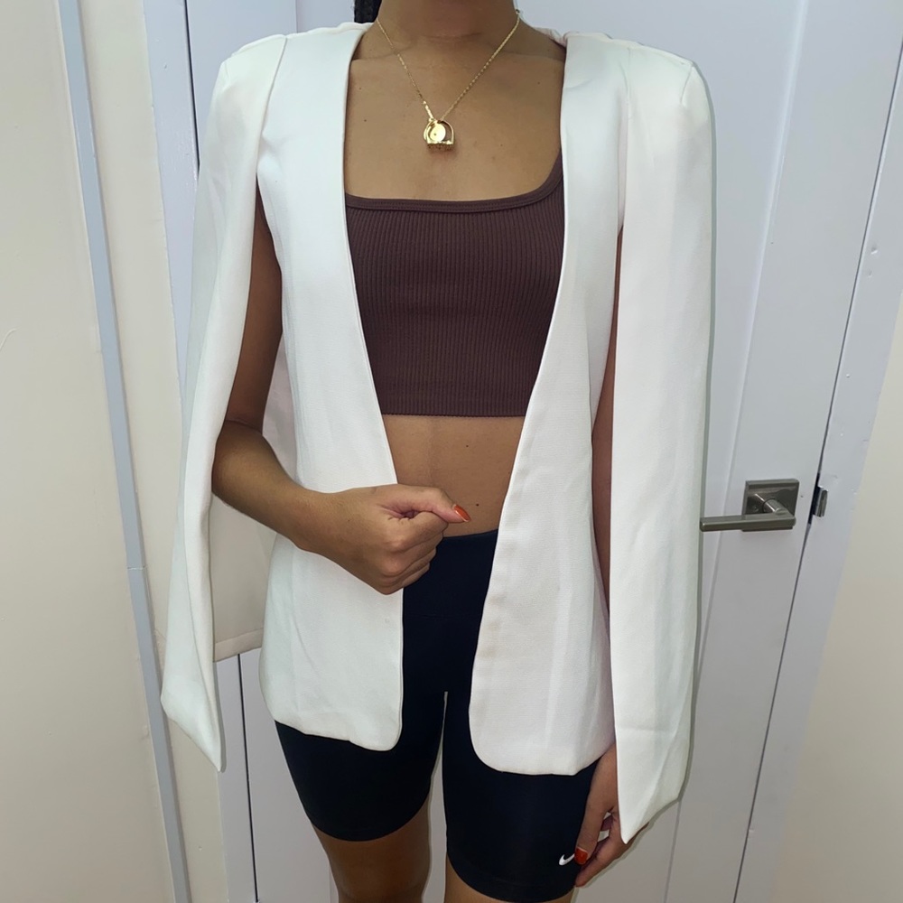 White cape blazer
